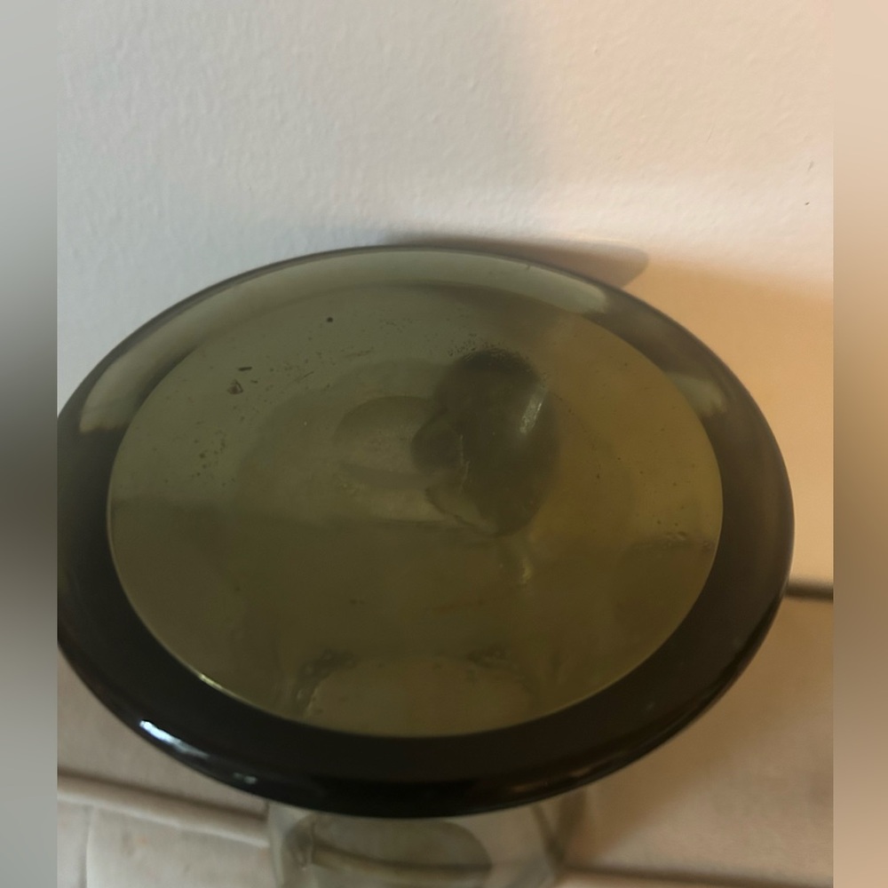 Vintage Glass Green blown glass pitcher Mid-Century Modern (MCM) Olive, avocado - Picture 3 of 5